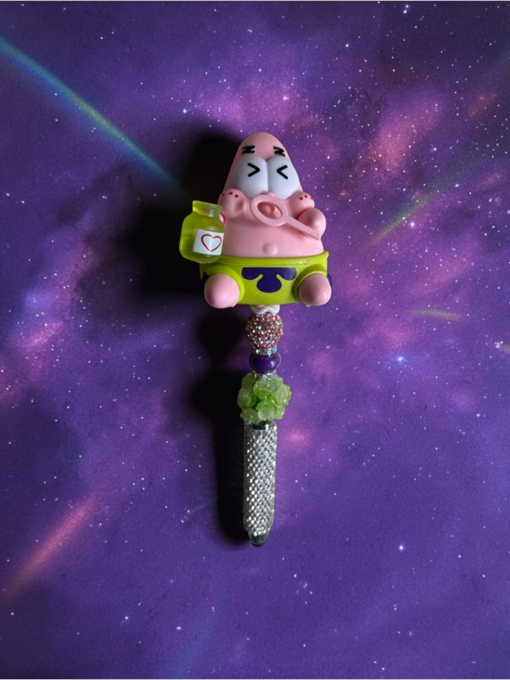 Pink Cartoon Patrick Beaded Stylus Pen